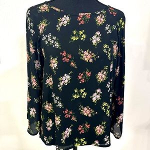 Black floral blouse